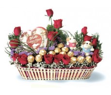 Bear Chocolate With Flower Arrangement